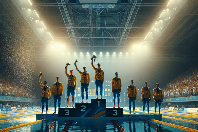 Сборная Казахстана по плаванию на подиуме Исламиаде-2025, второе место, медали, радость, команда